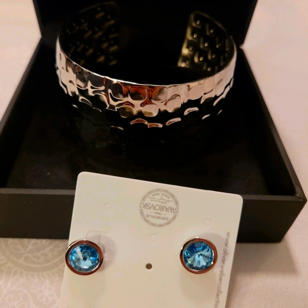 Silver Earrings and Cuff Bracelet
